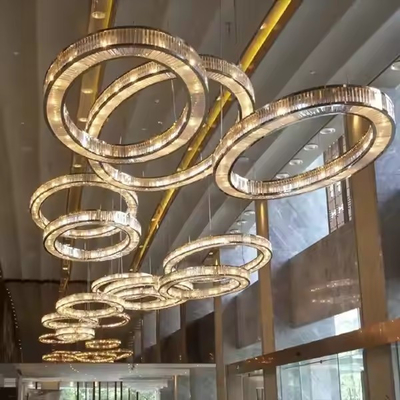 Custom Hotel Large Modern Luxury Ring Chandeliers Pendants Light Lamp Big Lighting Crystal Chandelier Non-standard customized chandelier for hotel lobby