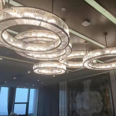 Custom Hotel Large Modern Luxury Ring Chandeliers Pendants Light Lamp Big Lighting Crystal Chandelier Non-standard customized chandelier for hotel lobby