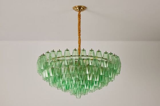 Factory Handcrafted Navy Blue Glass Chandelier with Brass Finish for Living Dining Room Bedroom Lighting