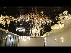 Luxo dourado transparente cristal retangular extra grandes lustres feitos a pedido