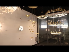 Lobby do hotel Lâmpadas de folhas de bordo Iluminação personalizada com pendentes de vidro