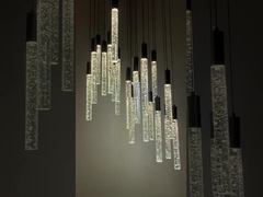 Pendente Chandel estilo de luxo minimalista sombra de cama cilíndrica luz de queda pendente de cristal liier luzes