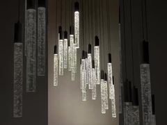 Escalão de corredor de hotel Tubo de cristal Pendente Luz Balcão Corredor Instalações suspensas