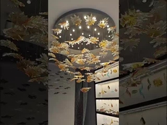 Não padrão personalizado vidrado candelabro de folha de bordo Hotel Banquete Arte Decoração Engenharia Luz