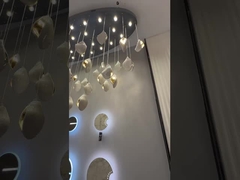 Vila Interior Hotel Home G4 Tipo lâmpada de alumínio gota de água Vila escada led cristal candelabro