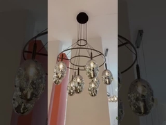 Lâmpadas de nuvem de cristal tecidas à mão Lâmpadas de fita de cristal personalizadas Lâmpadas de teto alto Art Deco