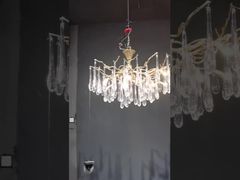 Ver Sala de Estar de Cristal Lobby Lustres Modernos Luxo Foyer Redondo Pendurado Luz Demo