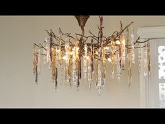 Apresentamos Lustre de Cristal de Ferro com Fio Ajustável de 80cm, Cristal Fumê, Teto, ISO9001, 240V, para Você