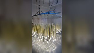 Ver lâmpada de peixe com tema oceano personalizado, lustre de teto, galerias de arte, salão de montagem, demonstração