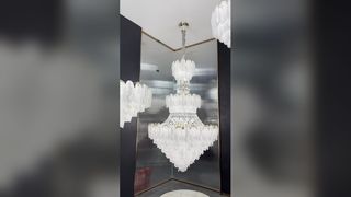 Lustre de vidro azul marinho feito à mão de fábrica com acabamento em latão para sala de jantar, quarto, luz