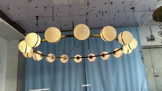 Modern Golden Chandelier decoração de casa quarto sala de estar LED anel vidro pérola lâmpada pendente