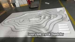 Lustre de anel de cristal dourado personalizado, grande luz pendente contemporânea, luminária de luxo para clube villa de alta qualidade