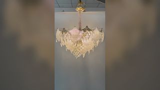 Assistir: Lustre de cristal de ninho de bambu personalizado com acabamento dourado Resort Hotel Villa pingente biofílico de luxo