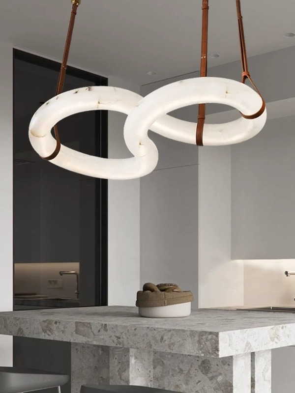 Modern Figure Eight Shape Design Living Room Kitchen Island Dining Desktop Spanish Natural Alabaster Pendant Lights