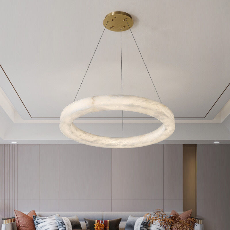 Kitchen Island Marble Pendant Light  Modern Alabaster Brass Chandelier