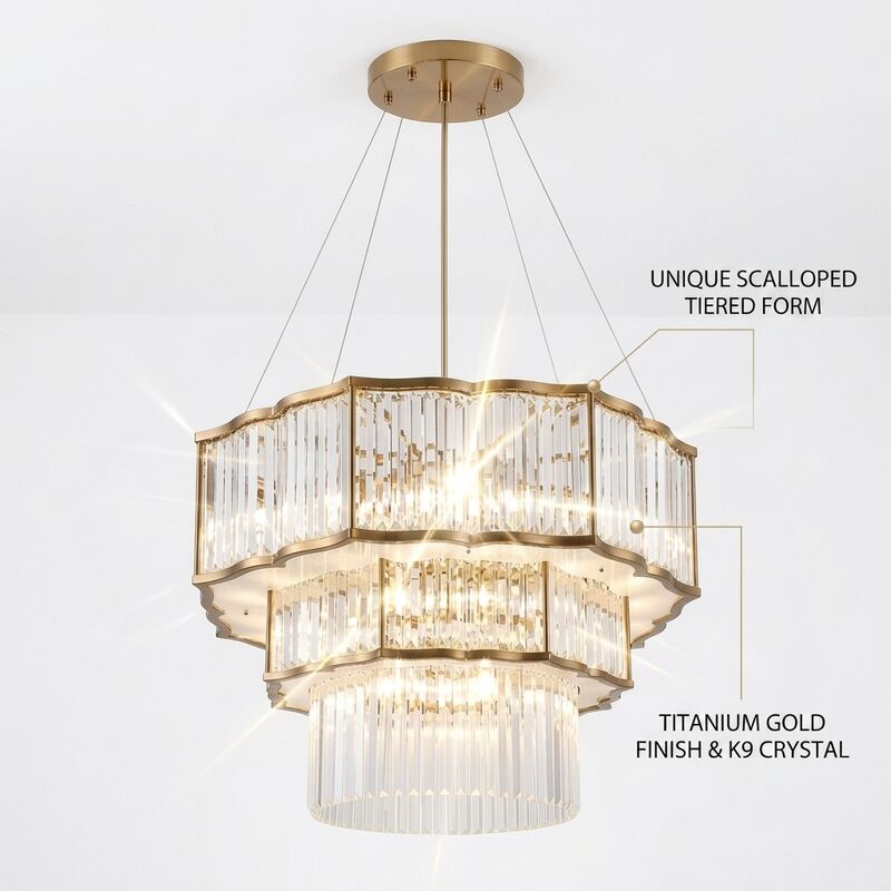 Staircase Custom Pendant Light Golden Metal Body Adjustable Color Temperature 3000-6500K For Villa
