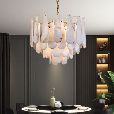 Lâmpada de candelabro de alabastro minimalista moderno Lâmpada de candelabro de sala de estar luz luxuosa Vila Sala de jantar Lâmpada decorativa de quarto