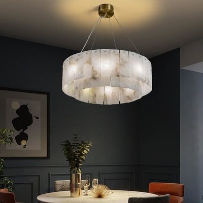 Luzes de suspensão do teto decorativo moderno do candelabro do alabastro G9 para o escritório 1935lm