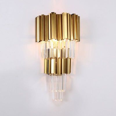Revestimento do ouro de E14*3 E14*2 e Crystal Wall Lamp Sconces 6500K 4000K para a casa dentro