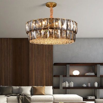 Brilhe Crystal Chandelier Smoky Quartz Chandelier fumado K9 brilhante Tricolor