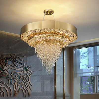 Fonte luminosa chapeada ouro de Crystal Chandeliers Electroplating E14 do titânio do shopping