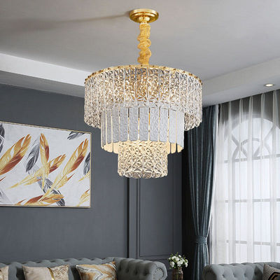 Processos modernos triangulares Tricolor de Crystal Chandelier Gold Finish Multiple