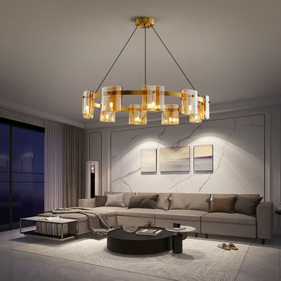 iluminação minimalista galvanizada de cobre decorativa 40in moderna do candelabro das luzes de teto de 24in