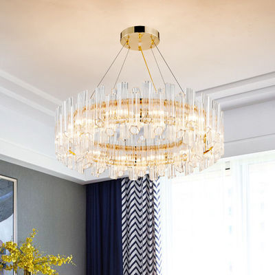 O pendente luxuoso de galvanização do ouro ilumina 3000k a 6500K Crystal Round Light