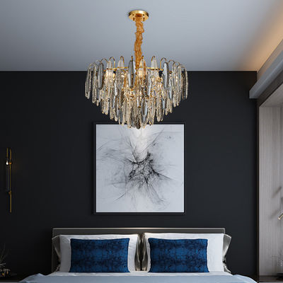 Dimmable em volta das luzes luxuosas do pendente personalizou Crystal Smoke Grey Pendant Light inoxidável