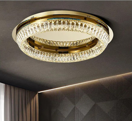 45W 75W 135W Cristal circular Tecidos altos Lustres Luz Cristal Lâmpada Redonda