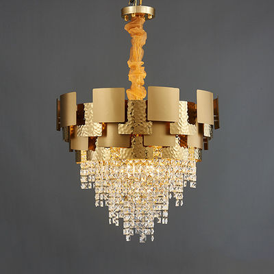Dos cristais de vidro do candelabro do ouro do titânio luzes luxuosas 6m2 do pendente a 25m2