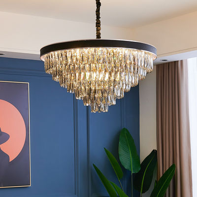 candelabro grande moderno de 2700k 6500k Smokey Grey Pendant Light Round Crystal