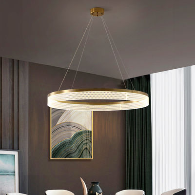 Luz moderna Tricolor do pendente de Ring Chandelier Dimmable Double Ring com abajur acrílico