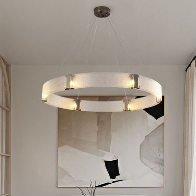 O abajur Ring Chandelier moderno G9 do vidro de teste padrão da água escovou o preto do ouro
