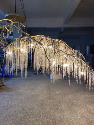 Engenharia Lâmpada de Pendente Personalizada Moderna K9 Cristal Gota de Chuva Extra Grandes Lustres