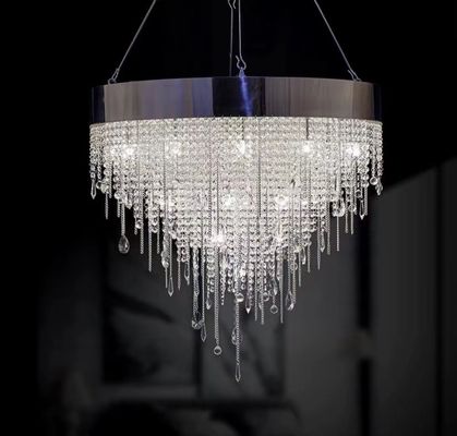 Lâmpadas transparentes e claras de pendente personalizadas Cristal Lustres de chuva AC110V