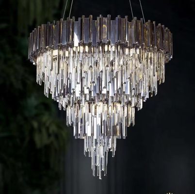 Lâmpada de pendente personalizada contemporânea moderna Chrome e Crystal Chandelier AC240V