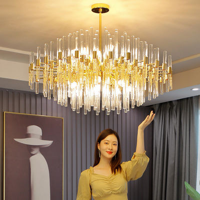 LED K9 Crystal Entrance Chandelier E14 6500K Luxury Ceiling Lights Crystal Gold