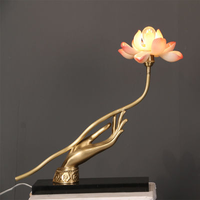 Candeeiro de mesa de vidro branco elétrico Lotus Flower Shape 110V do agregado familiar do diodo emissor de luz