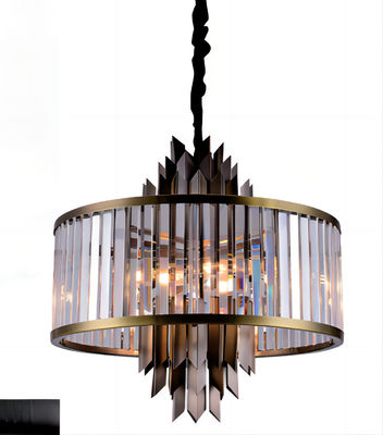 Smokey Gray Round Crystal Chandelier Modern de poupança de energia apoia a personalização