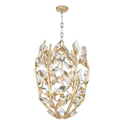 Lâmpadas de cristal redondas criativas modernas com acabamento de ouro de folhas de cristal cortadas à mão