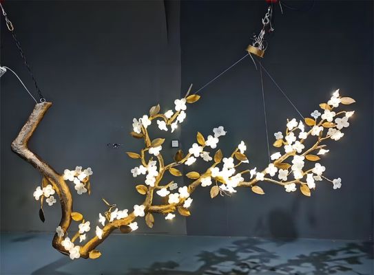 Lâmpadas de flores de luxo de cobre para o lobby do hotel