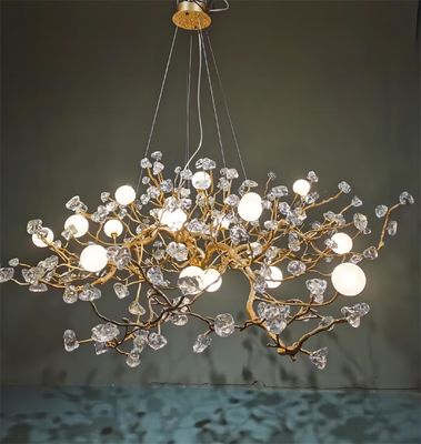 Customizado tudo de cobre, vidro criativo, candelabro de pedra, para criar estilo de luxo leve.