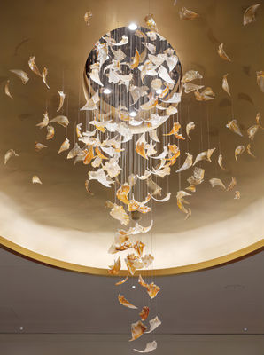 Villa Duplex Escalinha Sala de estar Criativa Custom Lâmpada de Lustre de Vidro Petal Pendente Arte