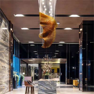 Sala de exposições de banquetes de hotel em forma de onda Lâmpada de engenharia personalizada