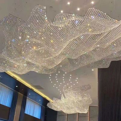 Lâmpadas de cristal de onda moderna extra grandes Lâmpadas de cristal para tetos altos