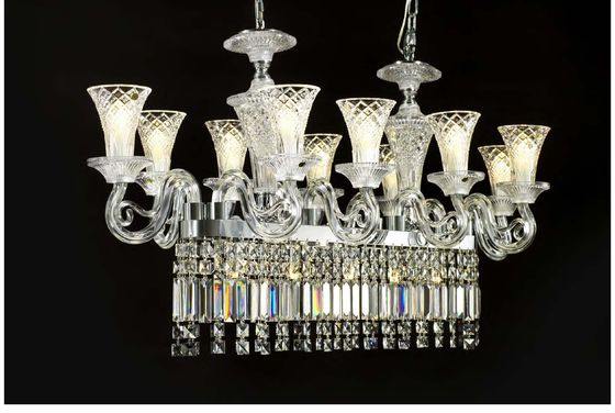 Luxo Clássico Europeu Cristal Lustreiro Tecto Montado Cristal Iluminação