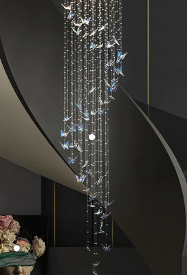 Estilo de arte Cristal Borboleta Lustreiros Tectos altos Lustreiros