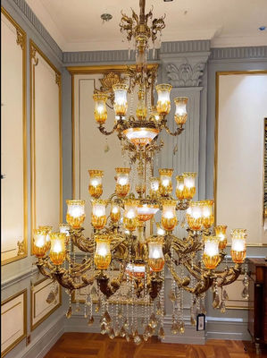 Estilo europeu Lustreiro de cristal redondo de grande porte Lustreiros de cristal extra grandes