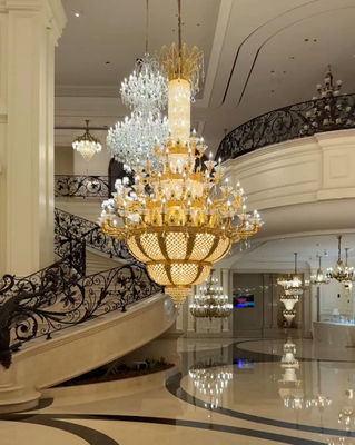 ODM OEM Golden Luxury Large Modern Entry Chandeliers para edifícios comerciais de alta qualidade